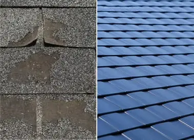 Cracked shingles before and after full shingle replacement